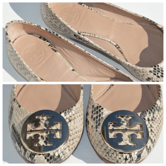Tory Burch Reva Snake Skin Print Ballerina Flats - Picture 4 of 8